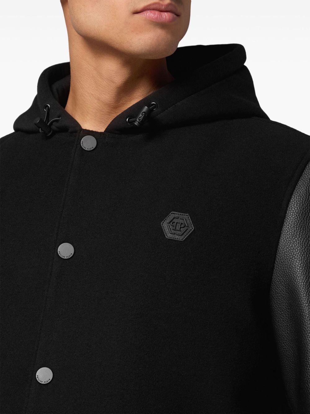 logo-appliqué panelled hooded jacket