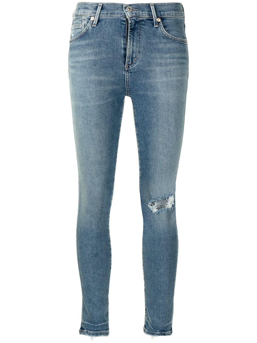 cropped skinny cut jeans