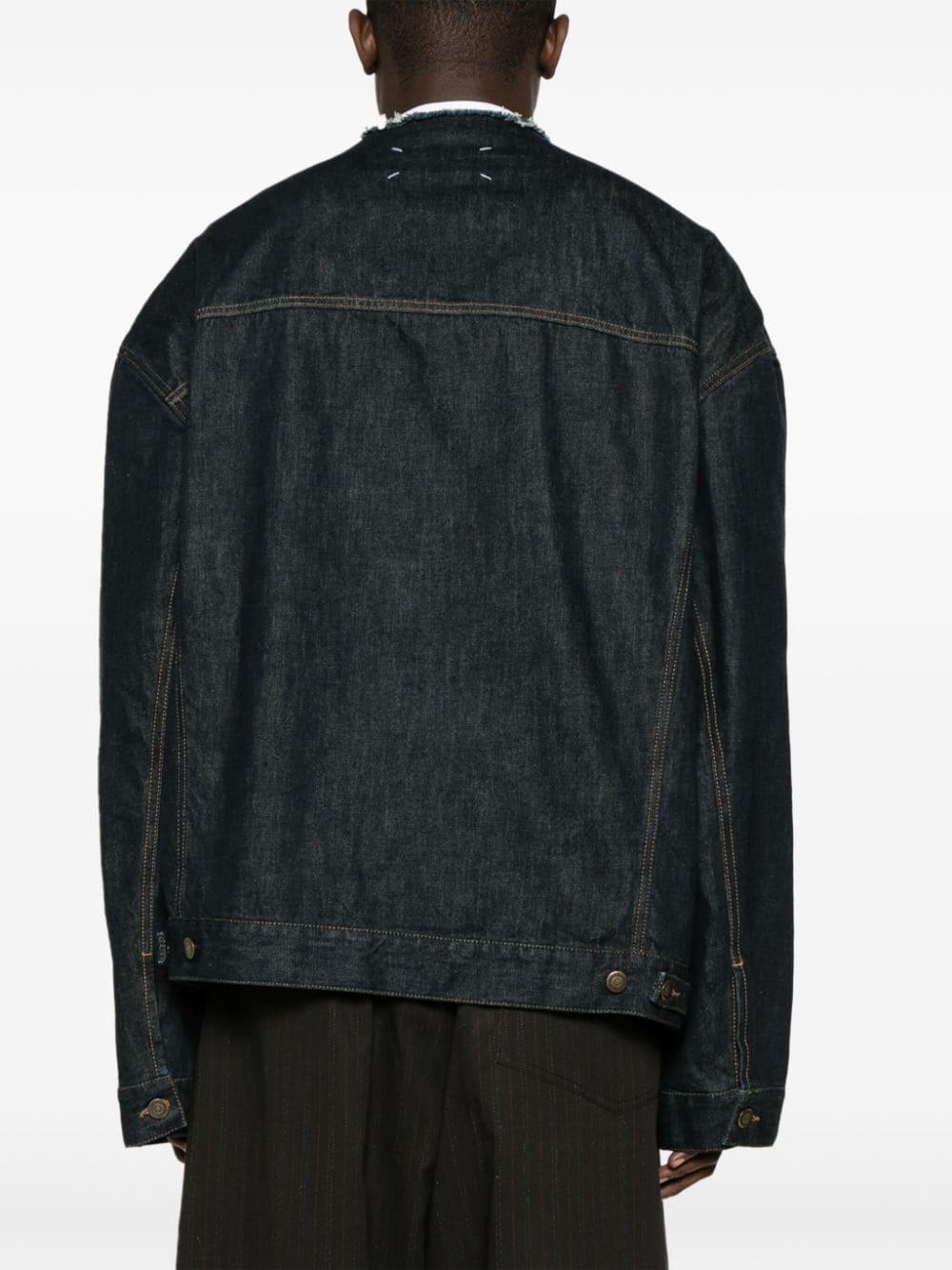 collarless denim jacket