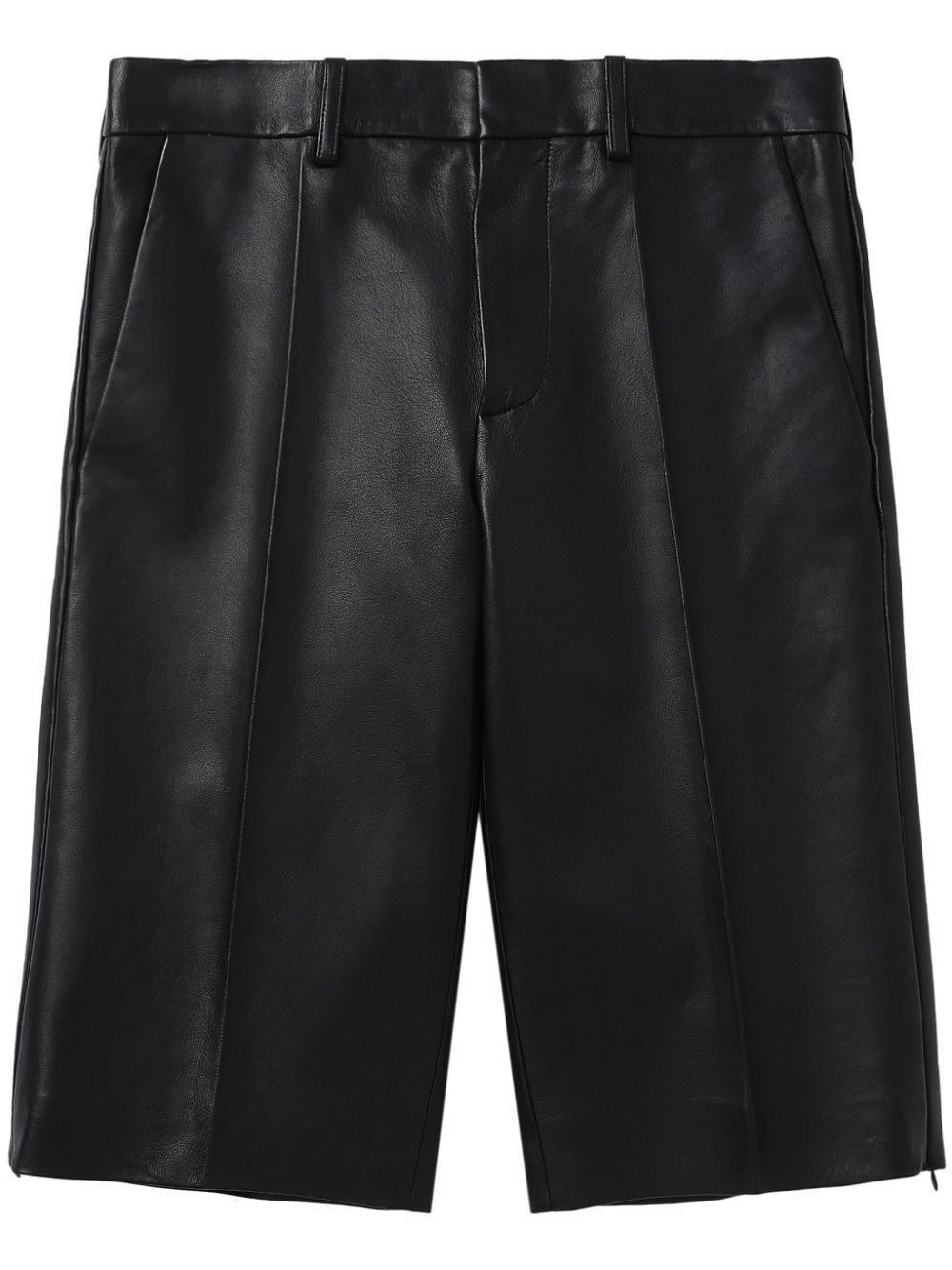 leather knee-length shorts