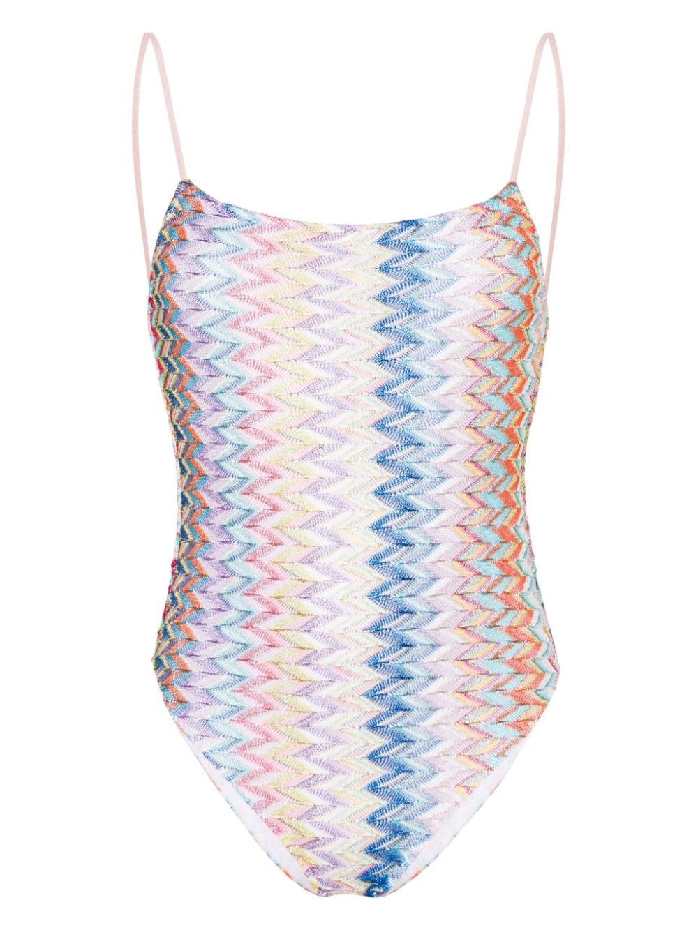 zigzag open-back swimsuit