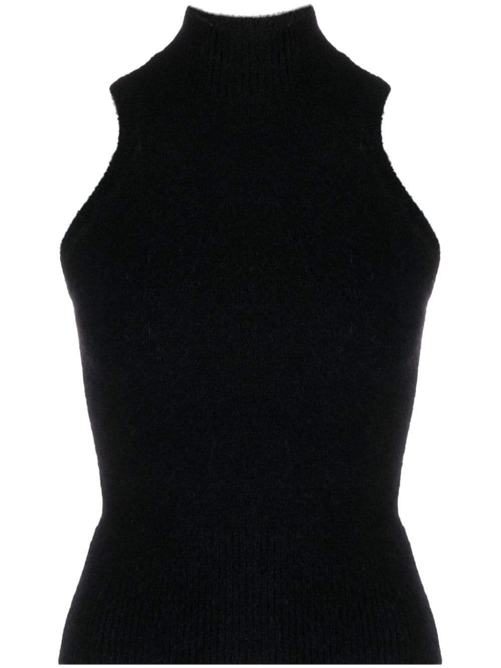 high-neck knitted top