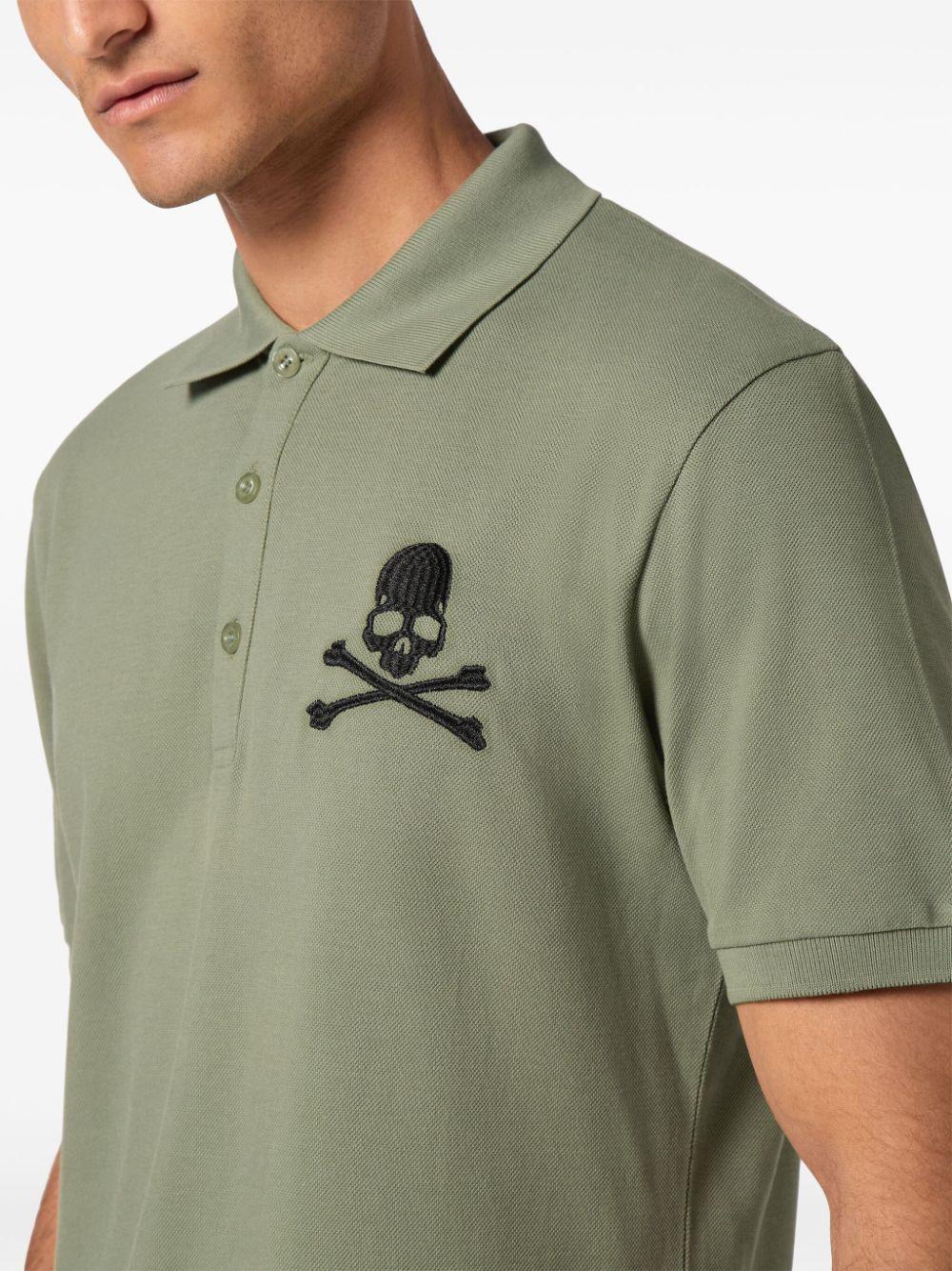 Skull & Bones embroidered cotton polo shirt