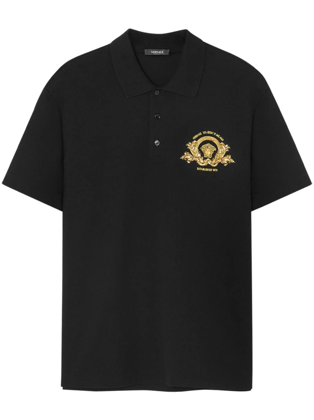 Black Coupe Blason-Embroidered Cotton Polo Shirt