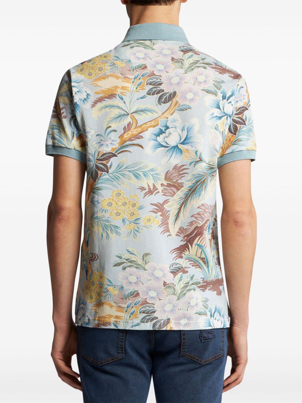 floral-print polo shirt