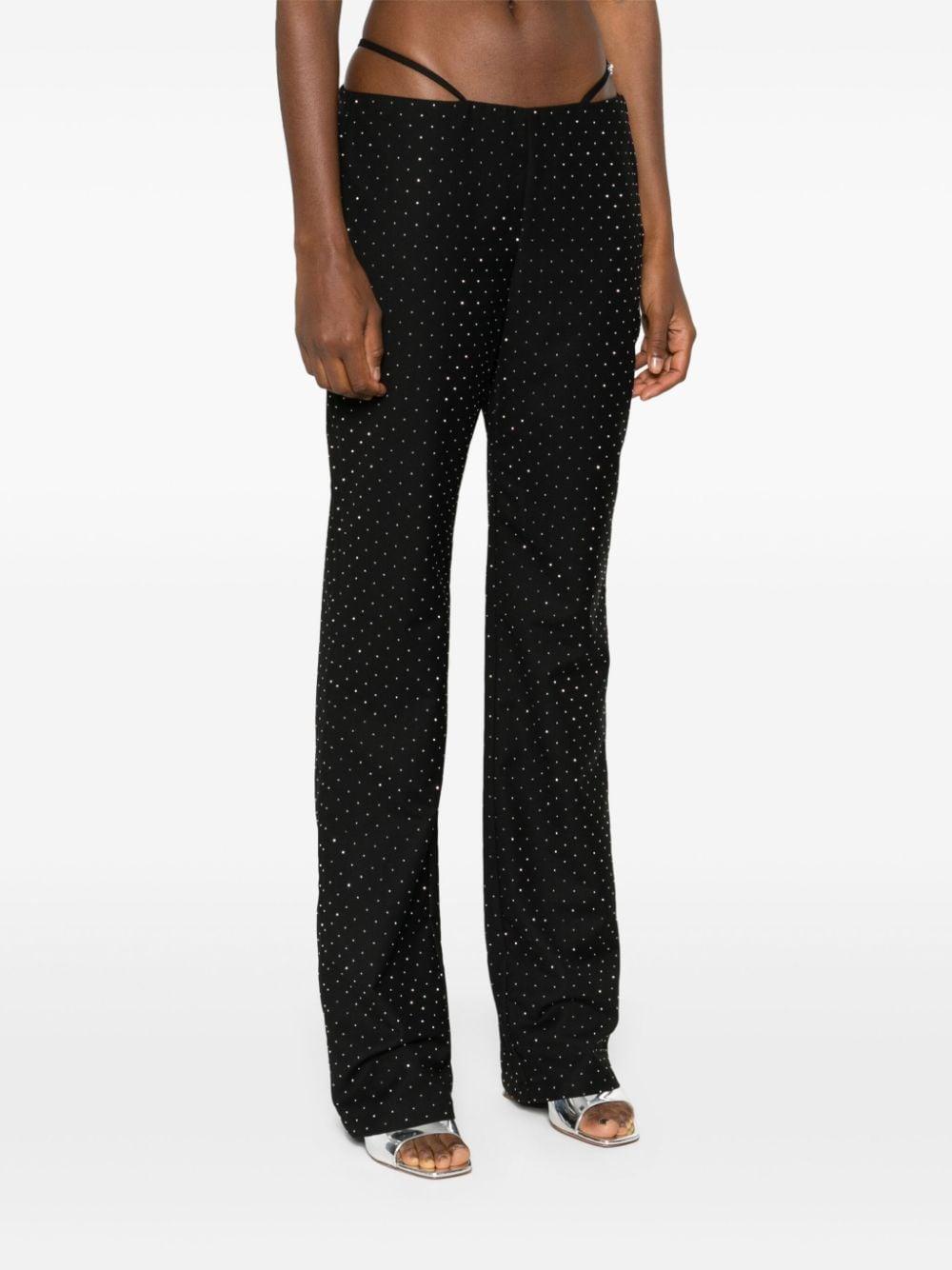 rhinestone-embellished straight-leg trousers