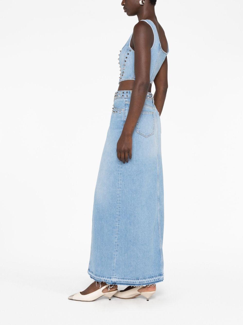 spilt-detail maxi denim skirt