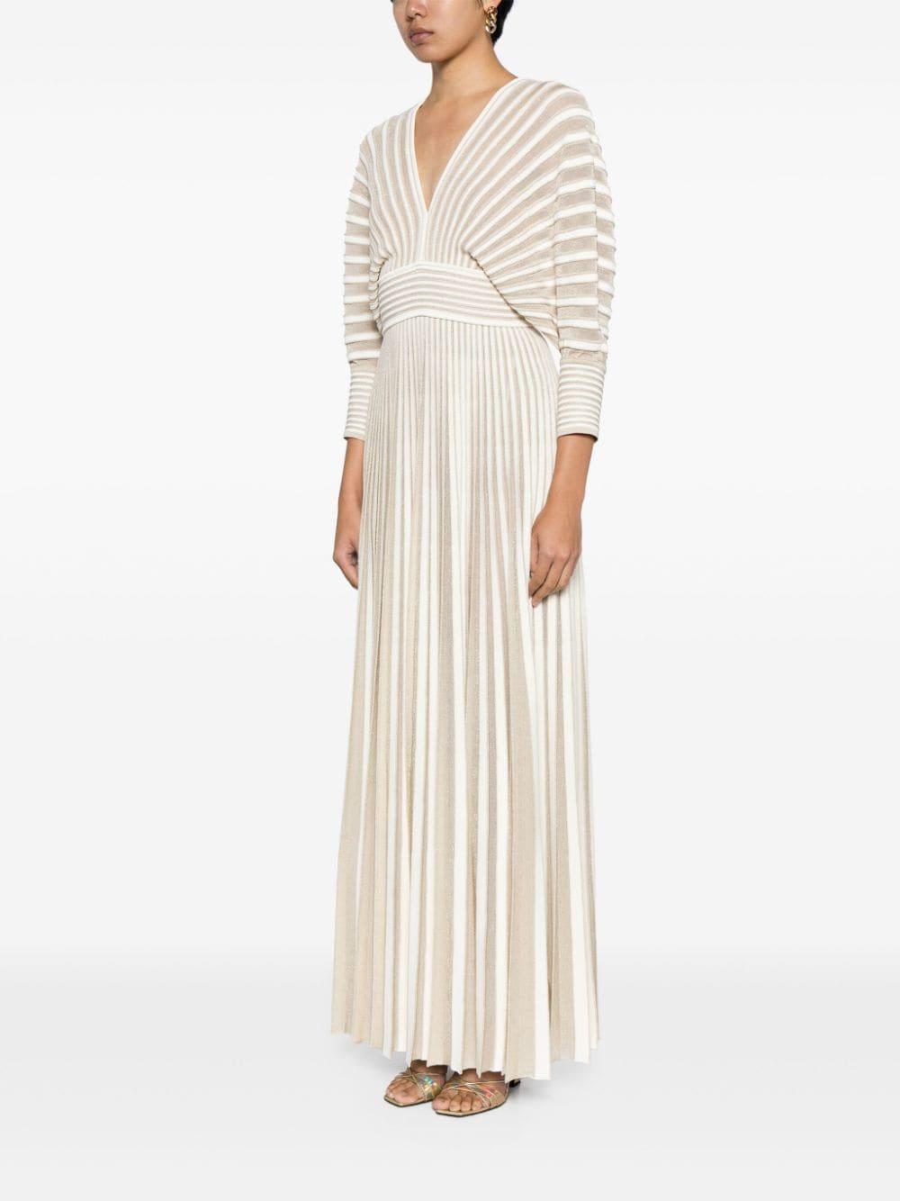 pleated knit maxi dress