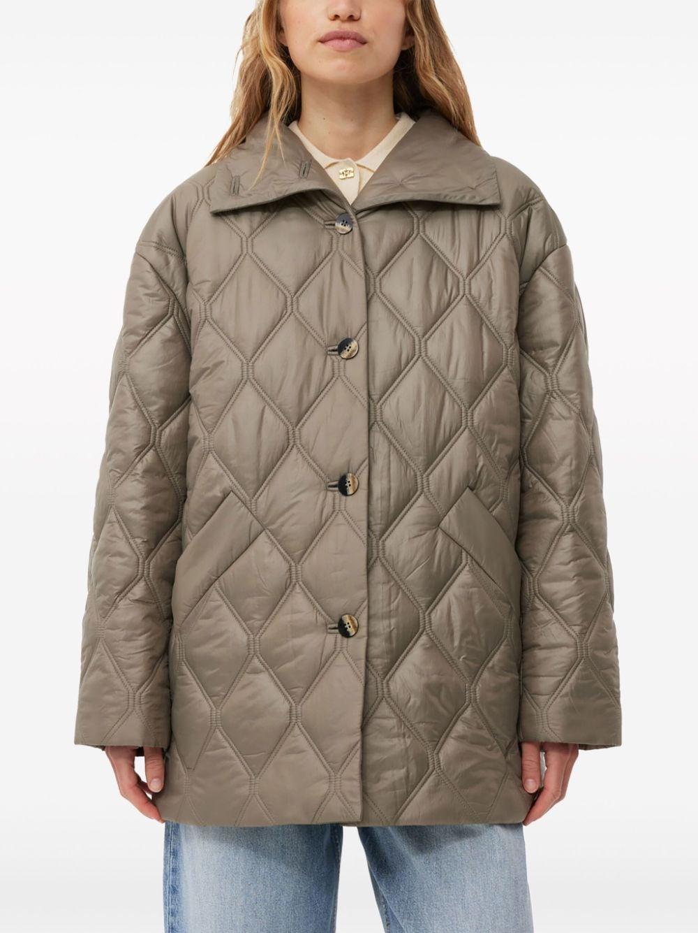 high-shine finish quilted jacket