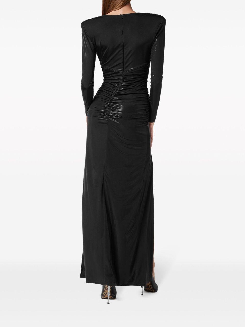 ruched lamé-effect maxi dress