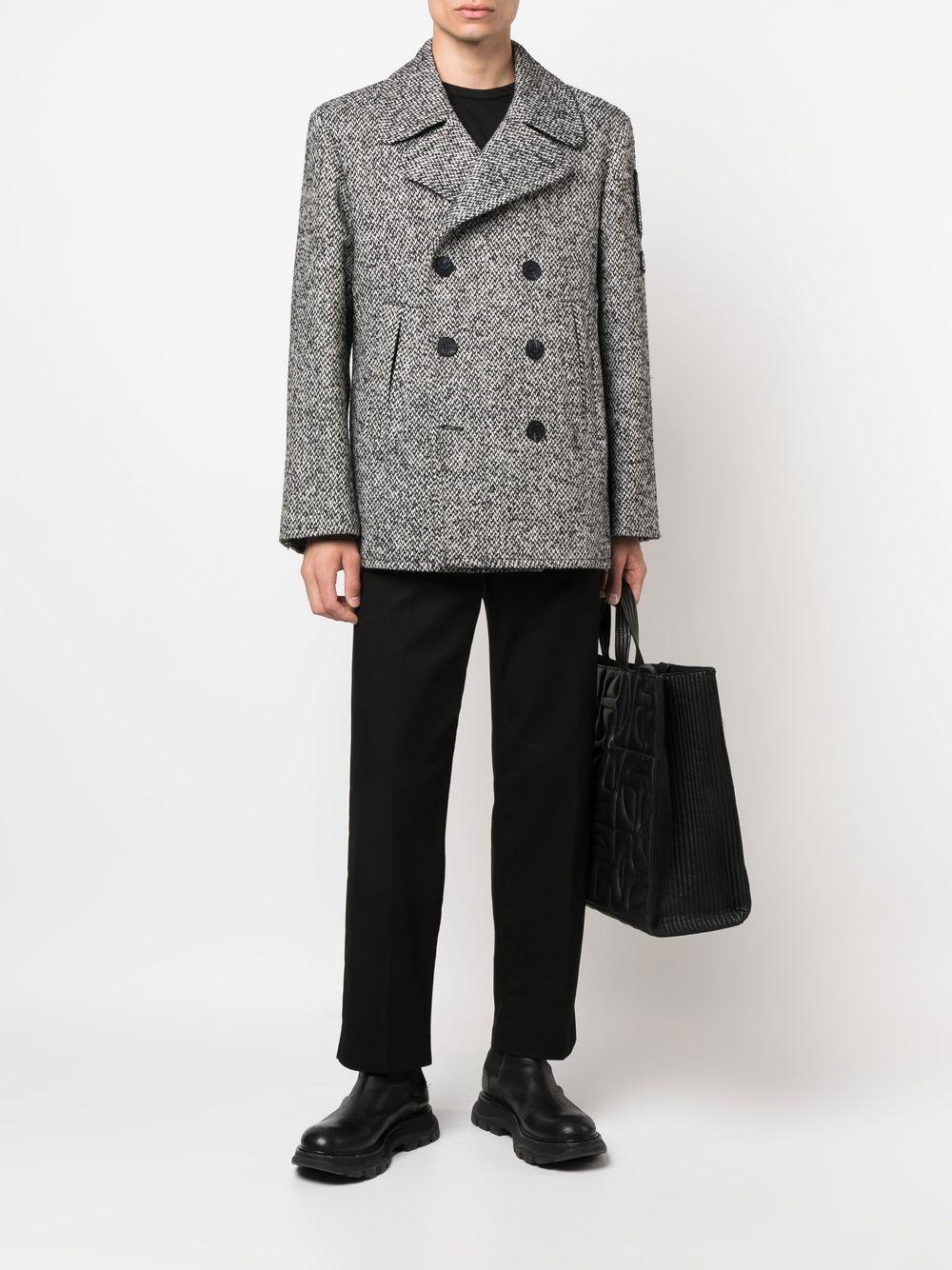 double-breasted tweed coat