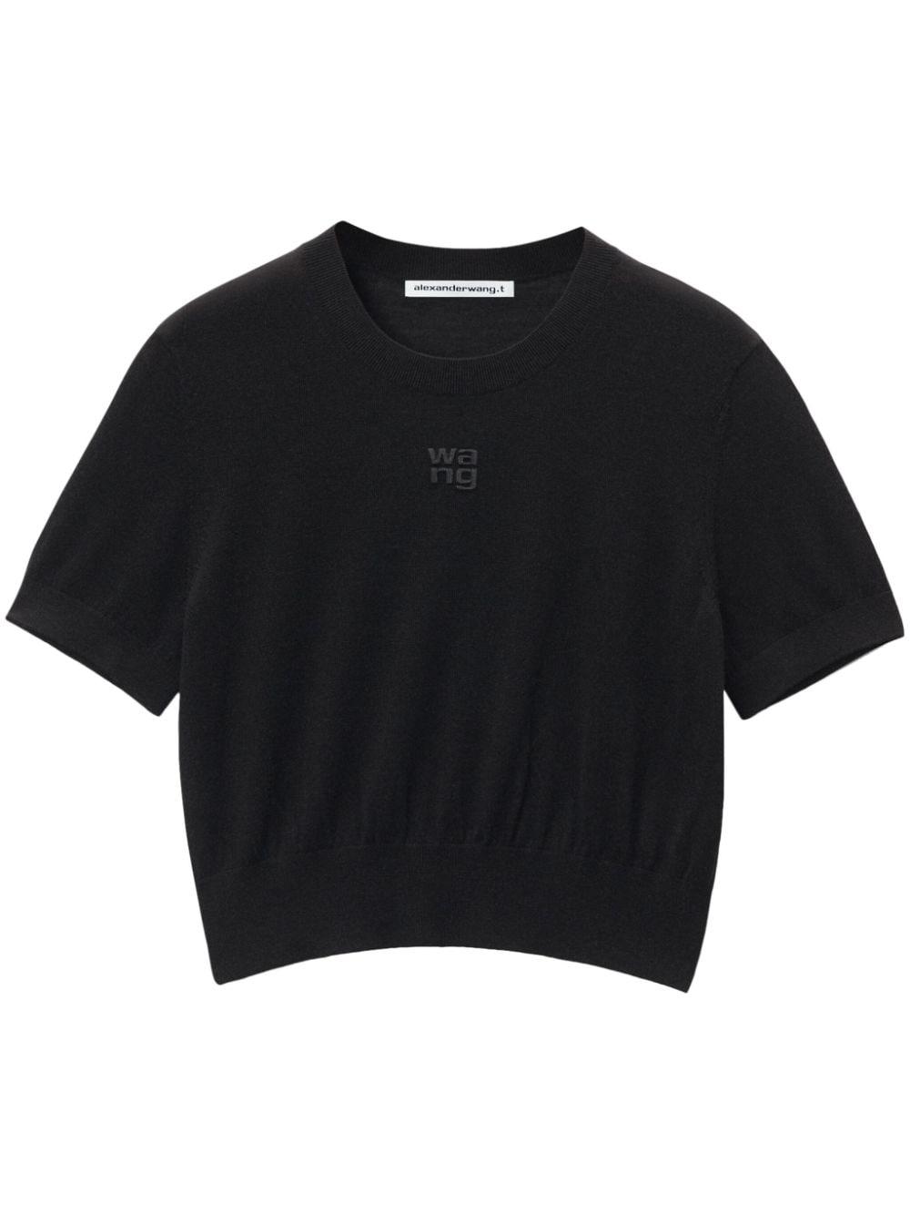 logo-embossed knitted T-shirt