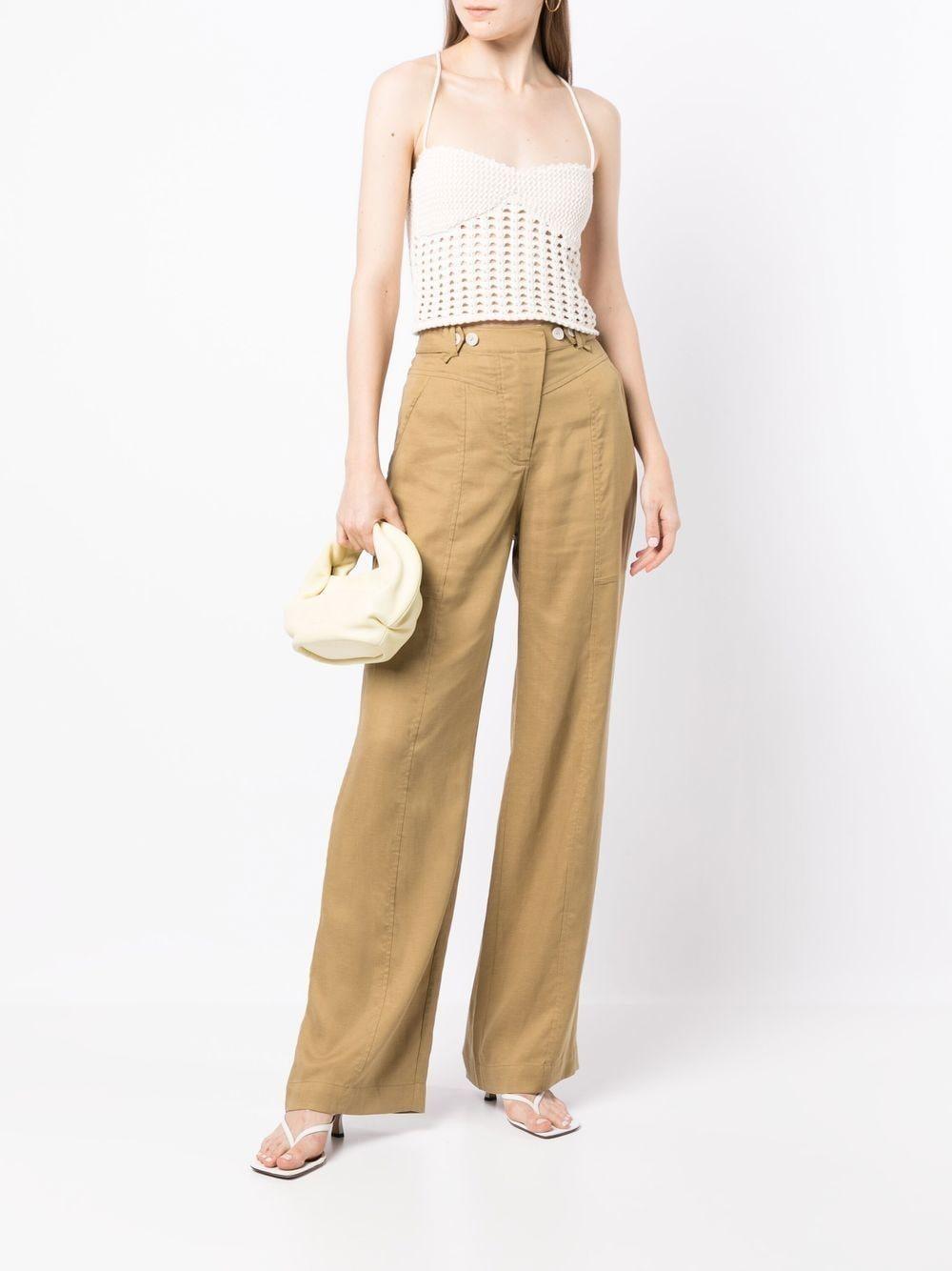 high-waisted straight-leg trousers