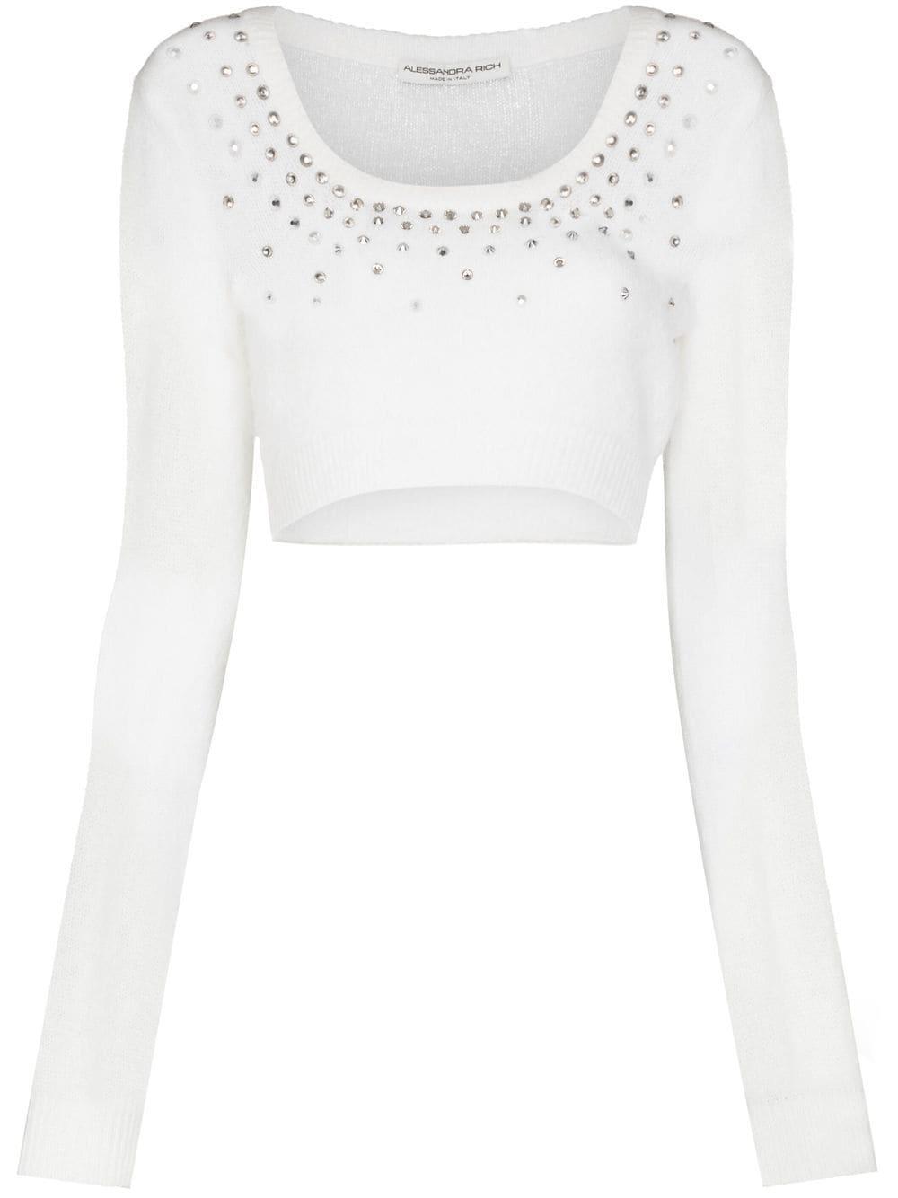 crystal-embellished cropped jumper