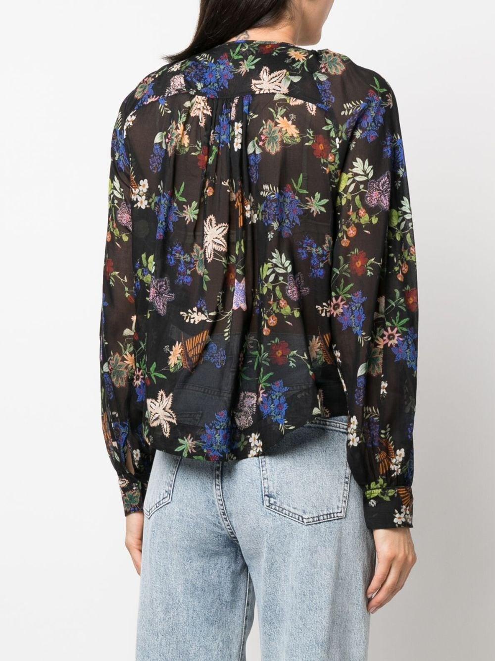 floral-print long-sleeved blouse