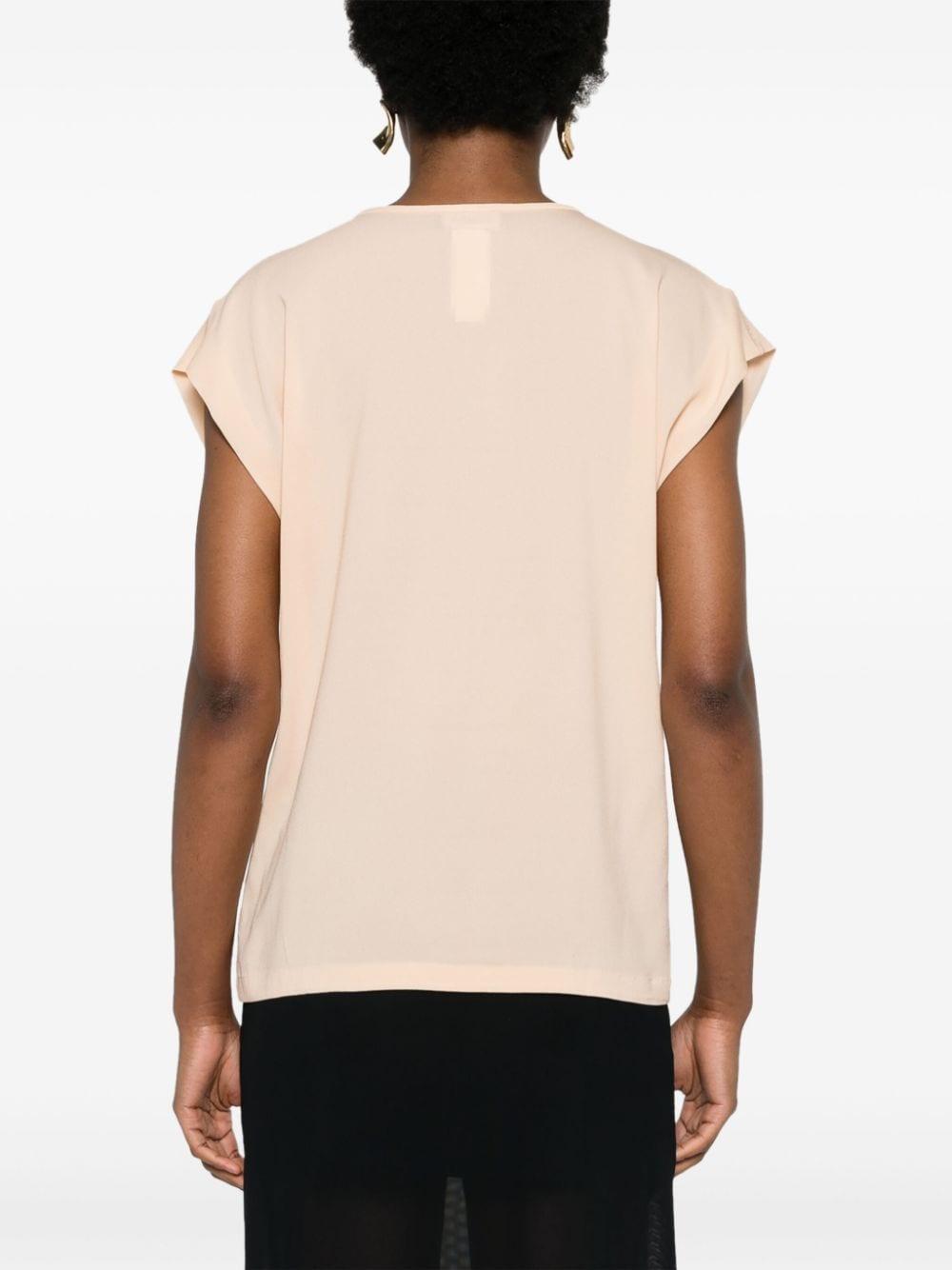 bead-embellished crepe T-shirt