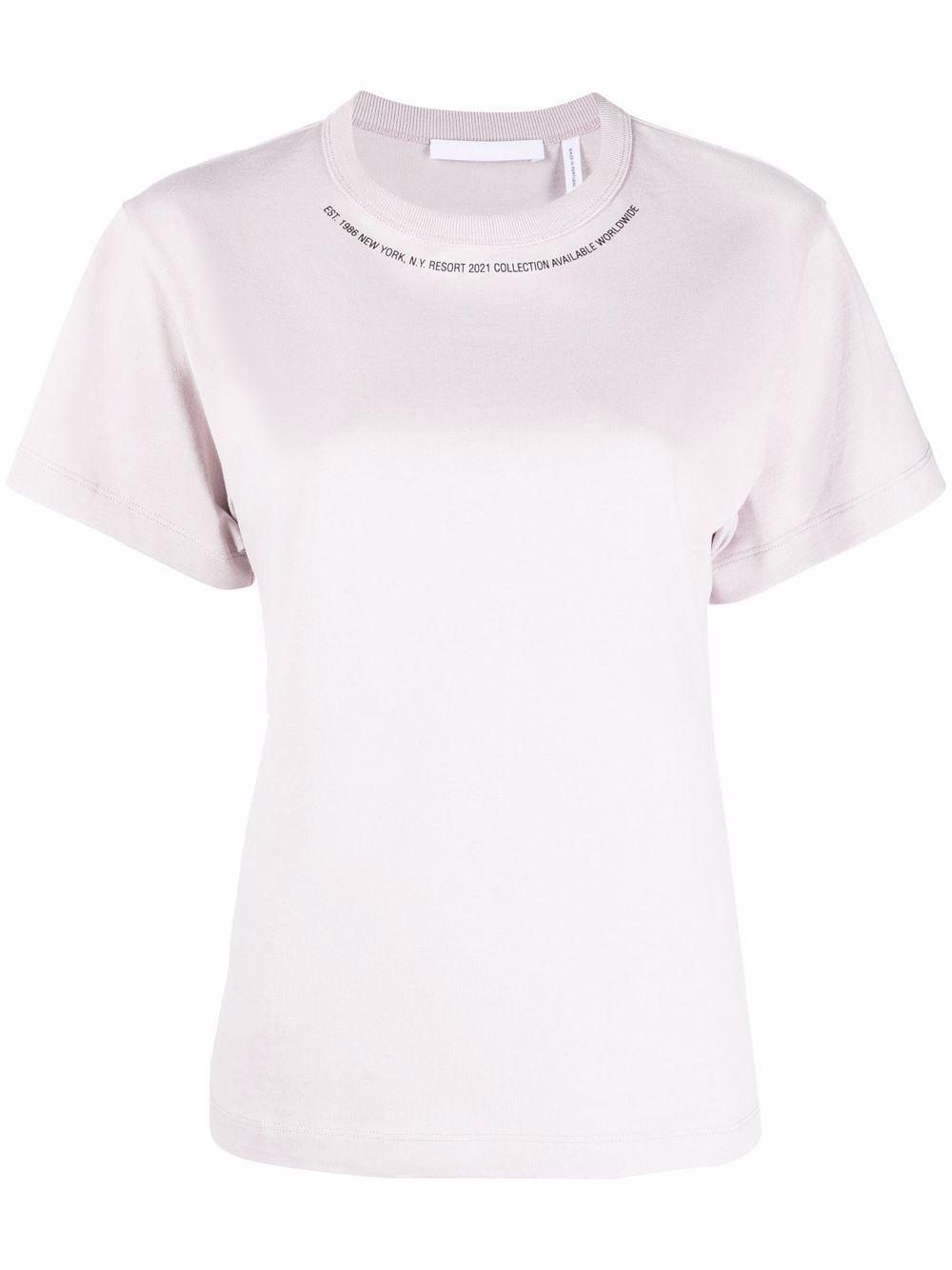 neckline print short sleeved T-shirt