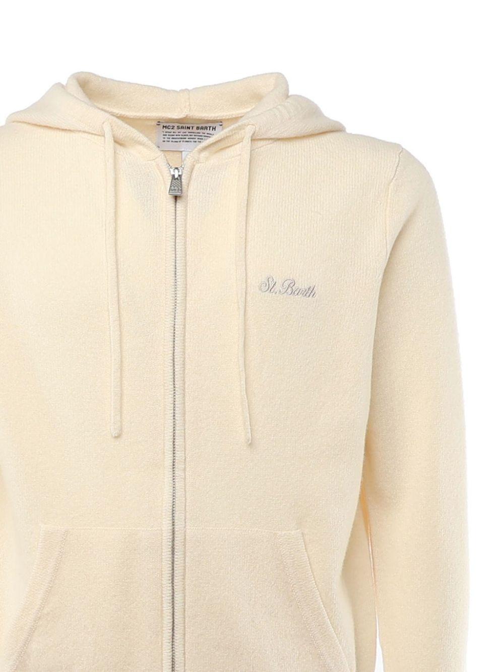 logo-embroidered knitted hoodie