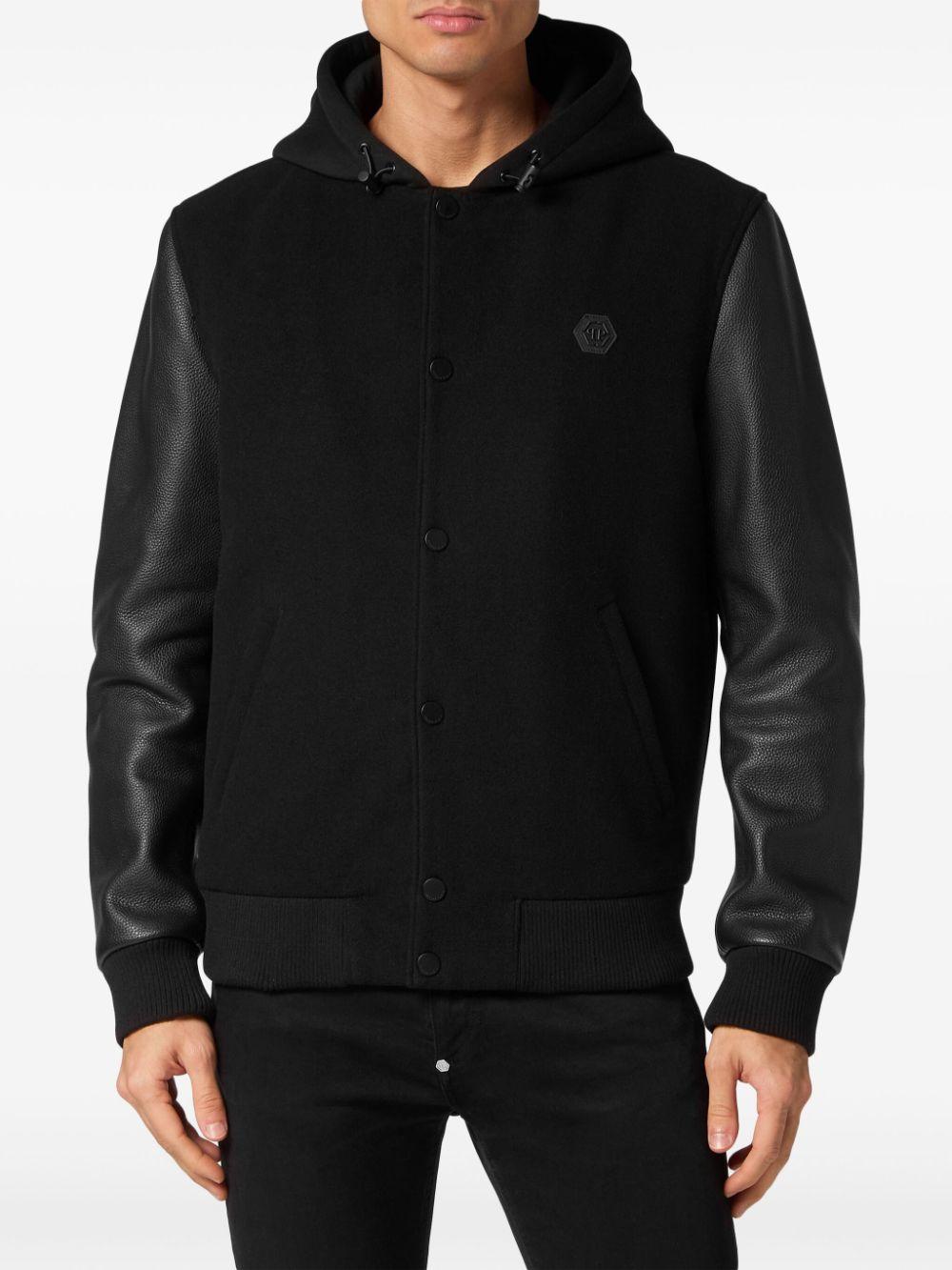 logo-appliqué panelled hooded jacket