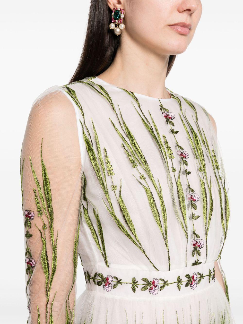 floral-embroidered tulle dress