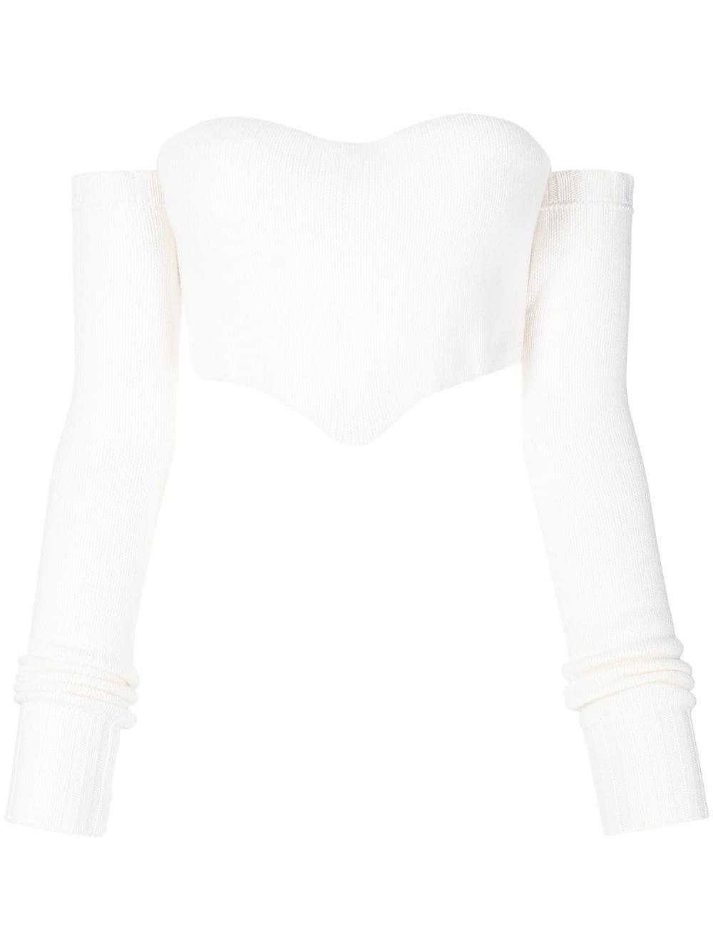 off-shoulder cashmere corset top