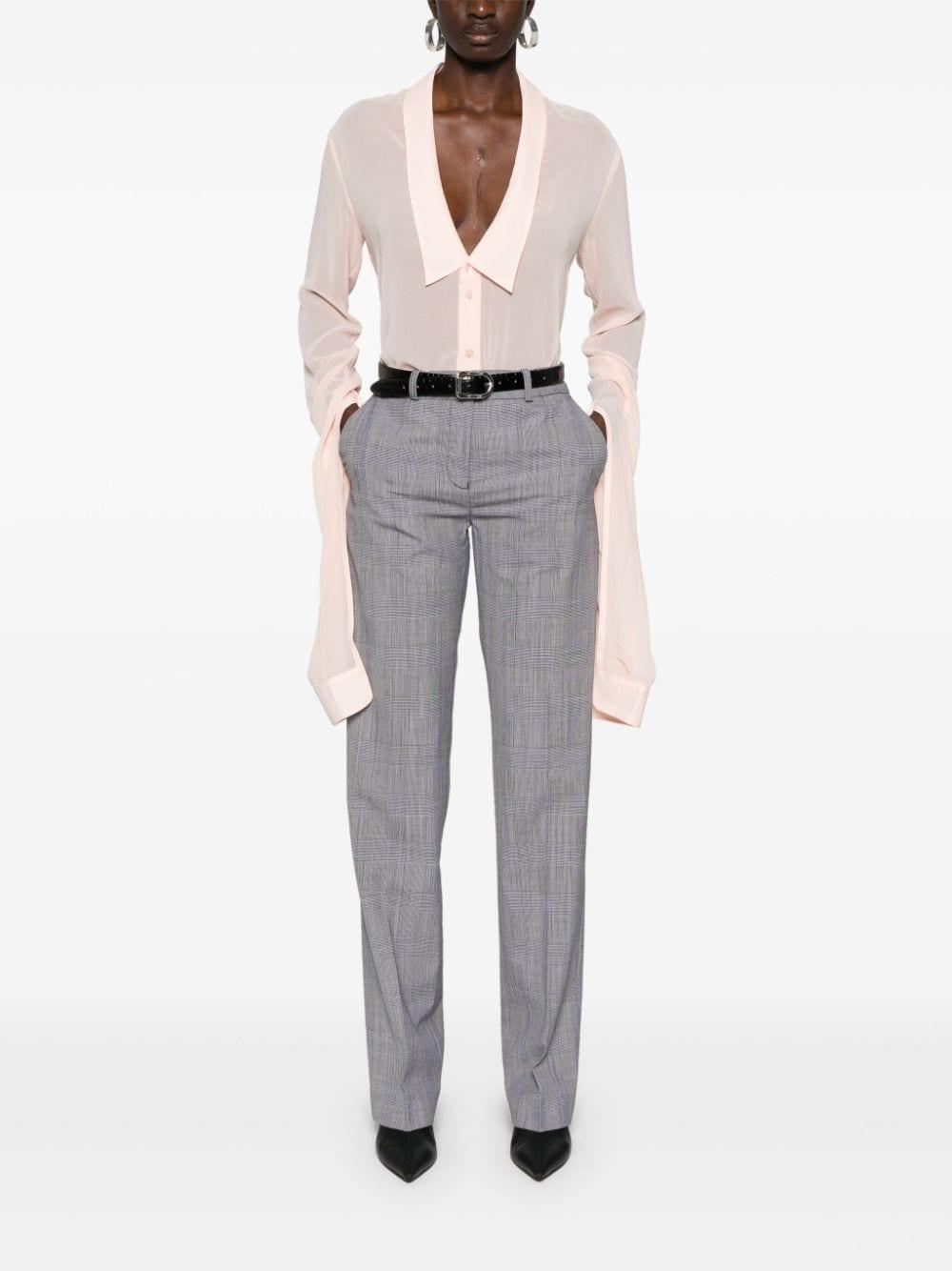 check-pattern tailored trousers