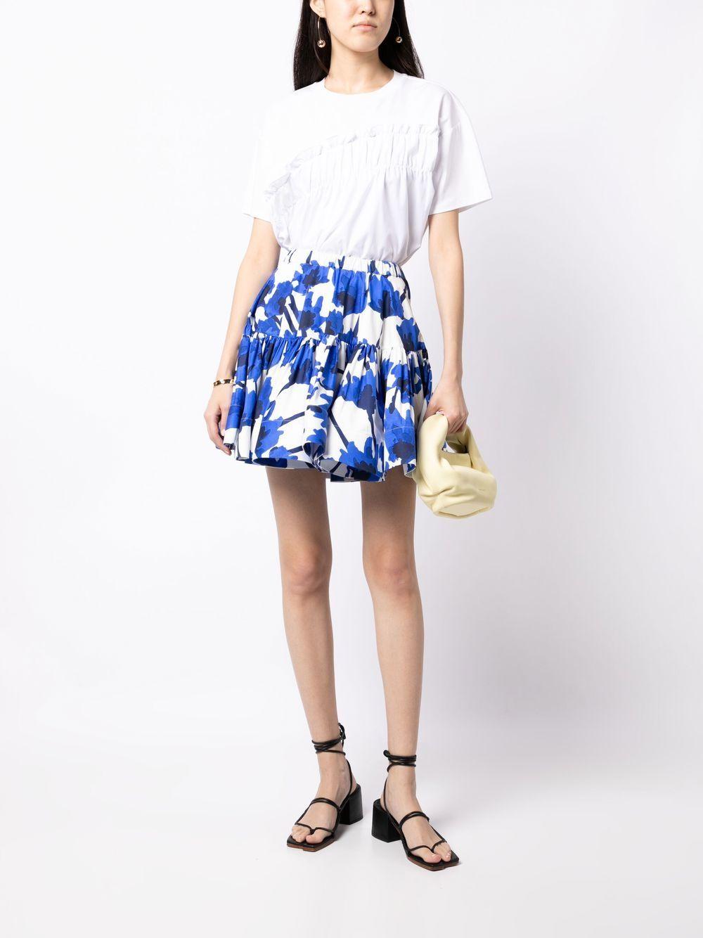 abstract-print ruched skirt 