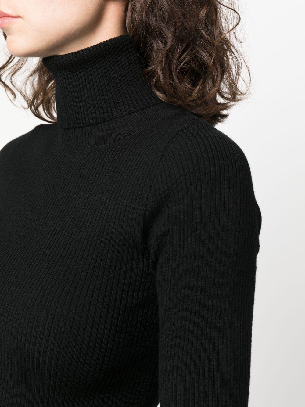 ribbed-knit roll-neck knitted top