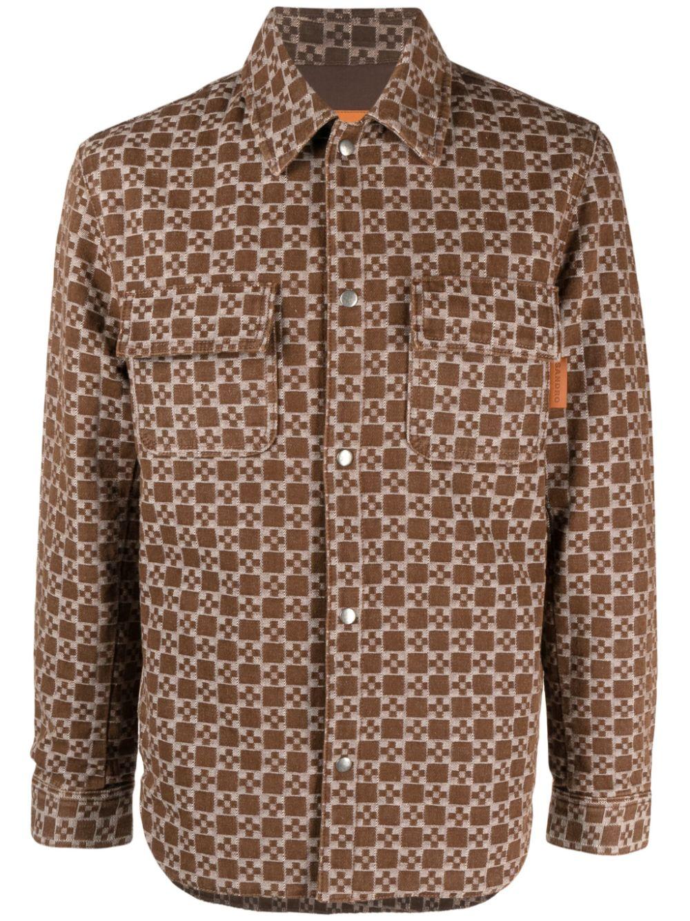 monogram-jacquard cotton shirt jacket