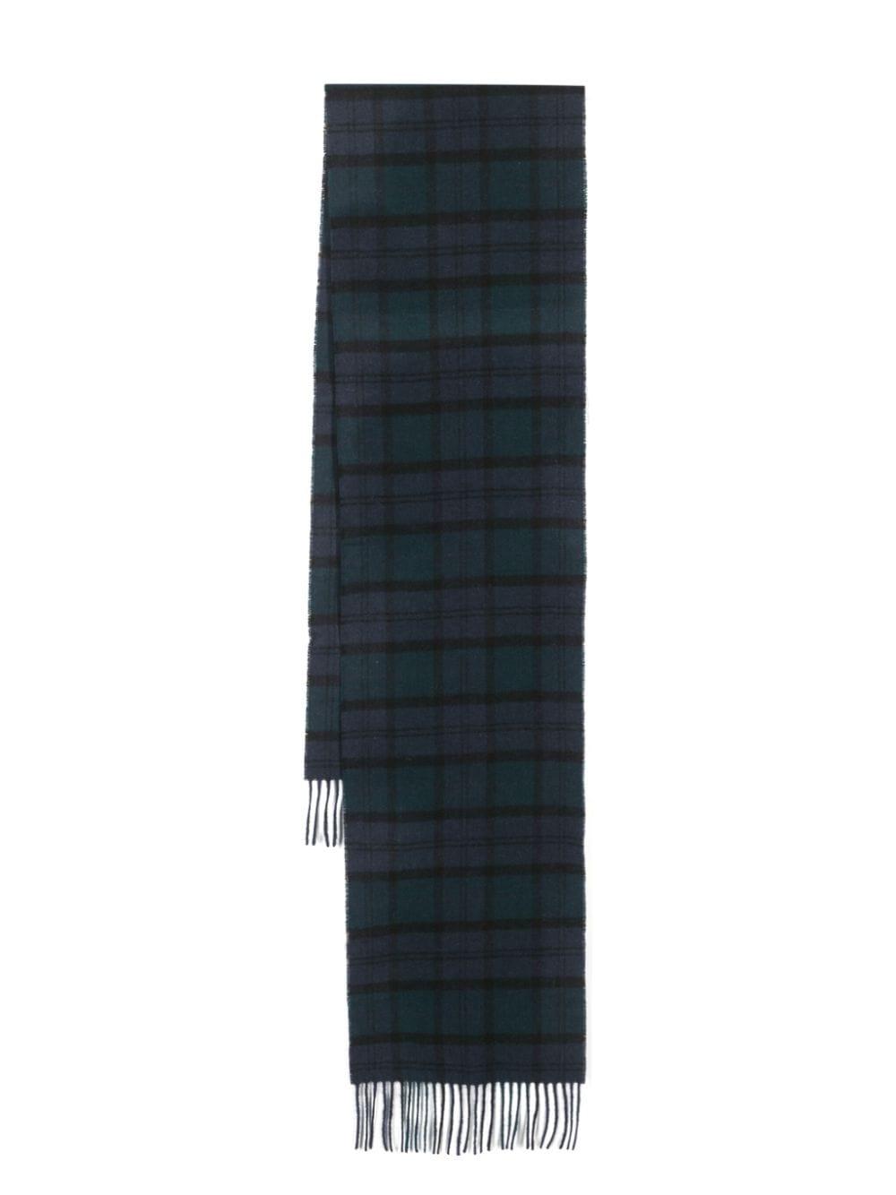 tartan-check wool scarf