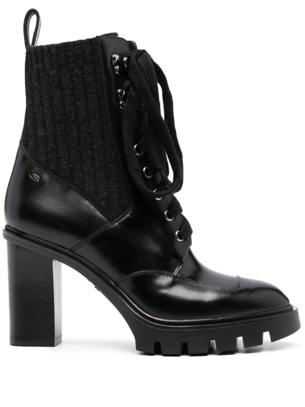 75mm lace-up leather ankle boots