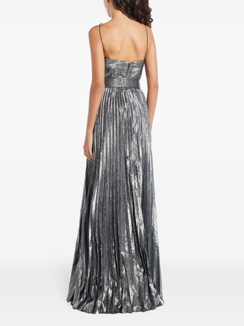 belted metallic gown