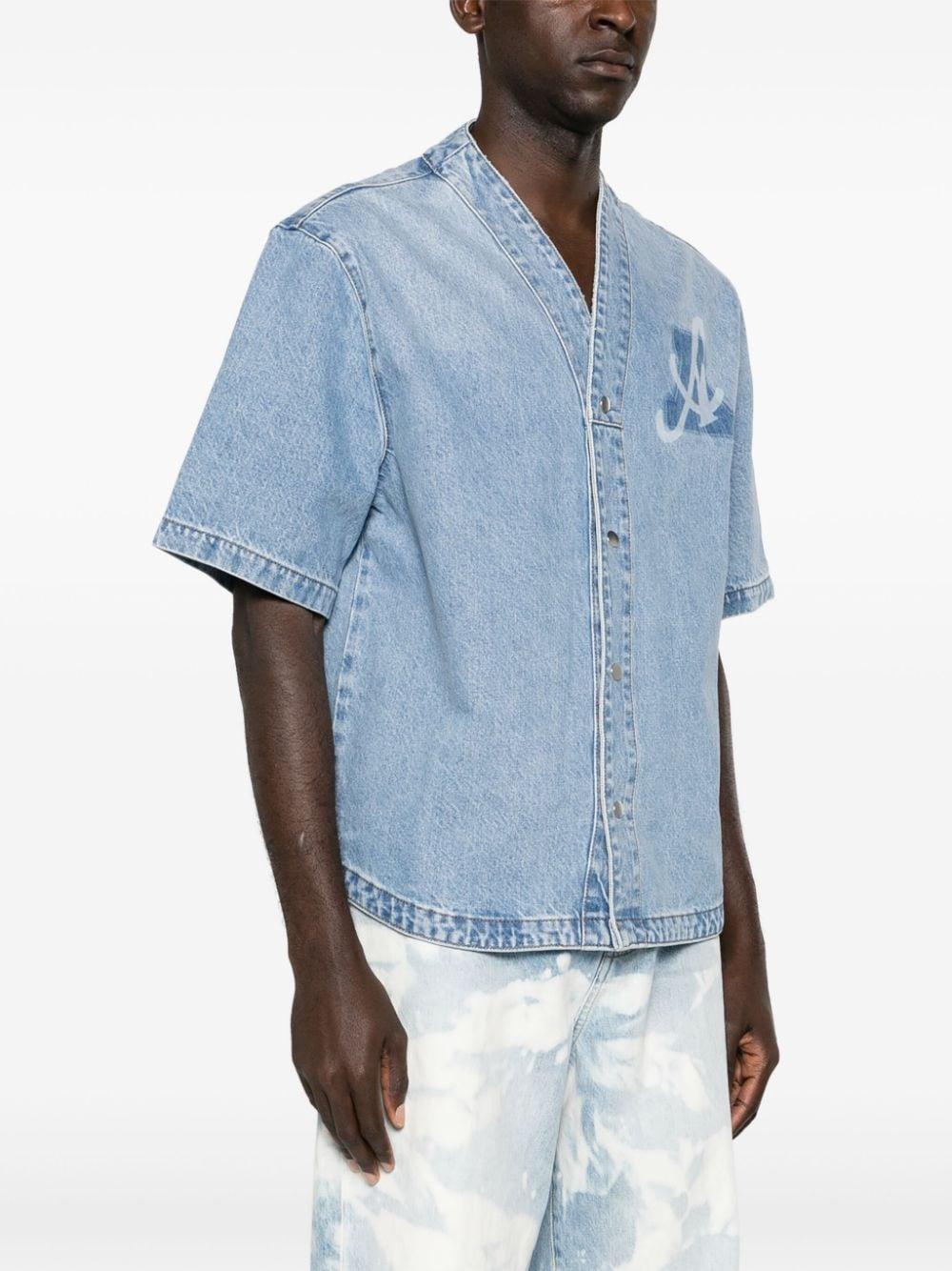 logo-print denim shirt