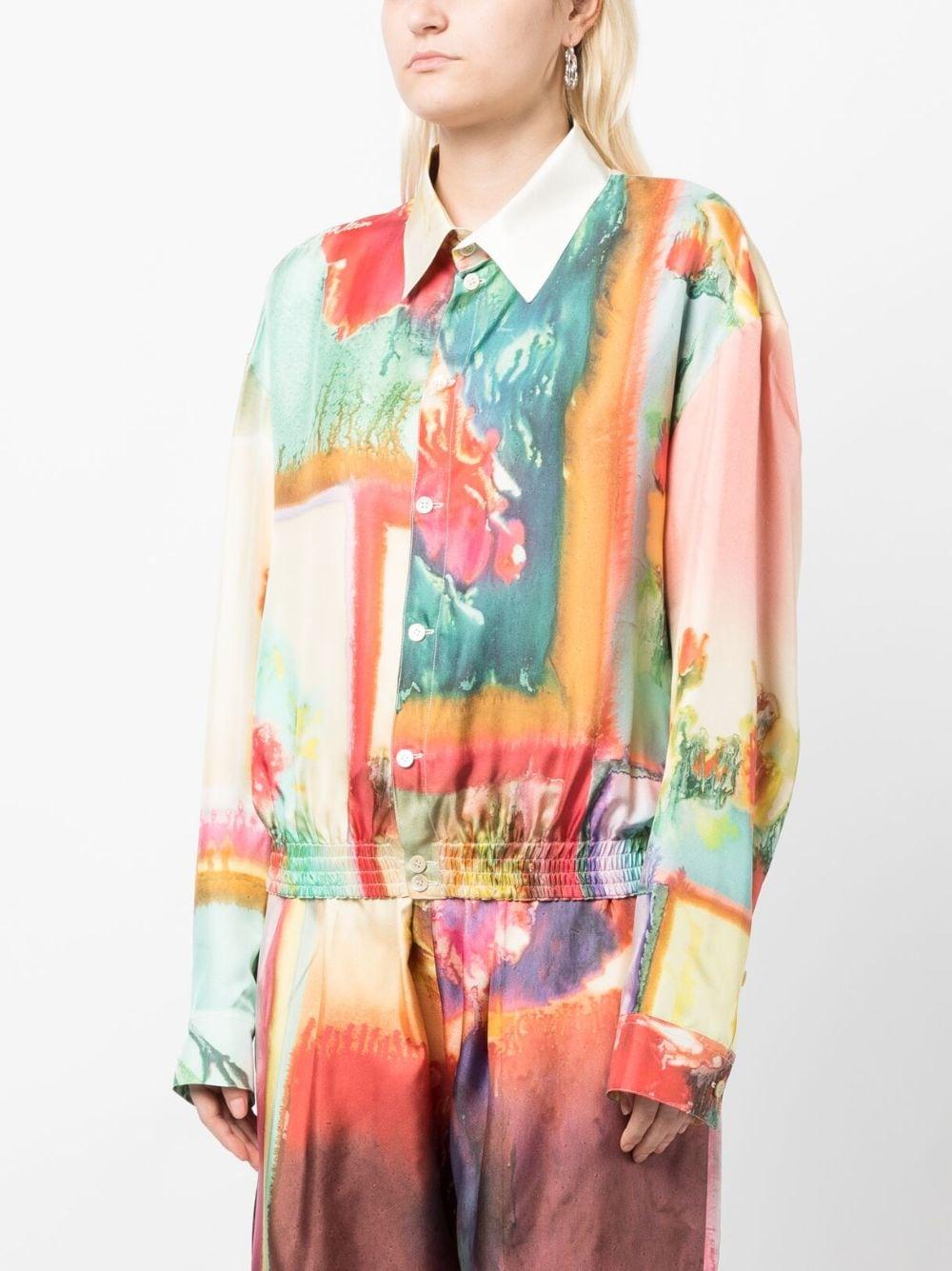 abstract-print silk shirt