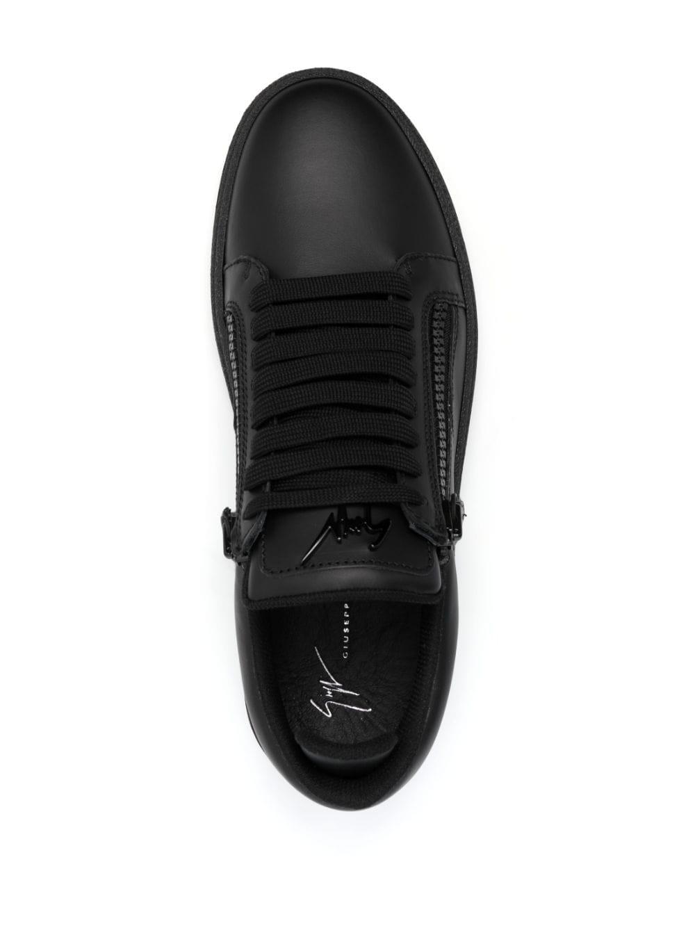 side-zip leather low-top sneakers