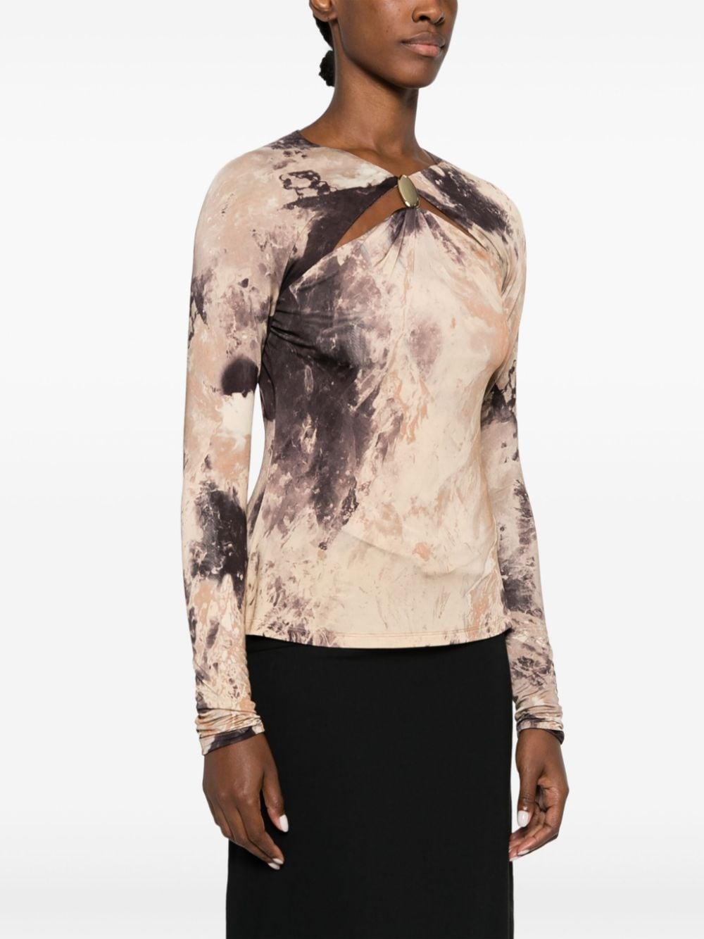 cut-out abstract-print T-shirt