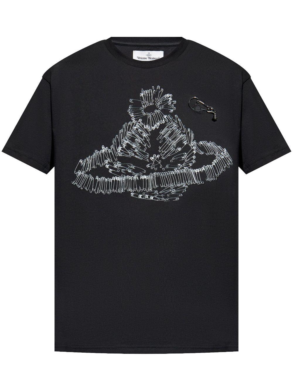 metal appliqué cotton t-shirt