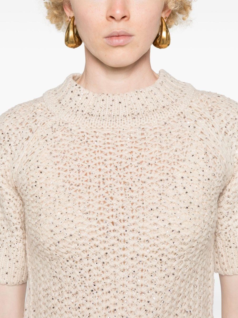 crystal-embellished mock-neck top