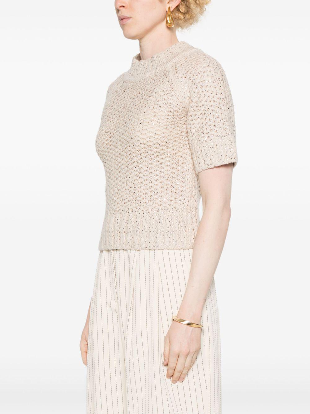 crystal-embellished mock-neck top