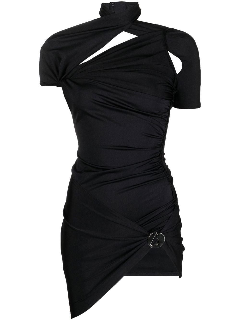 asymmetric draped minidress