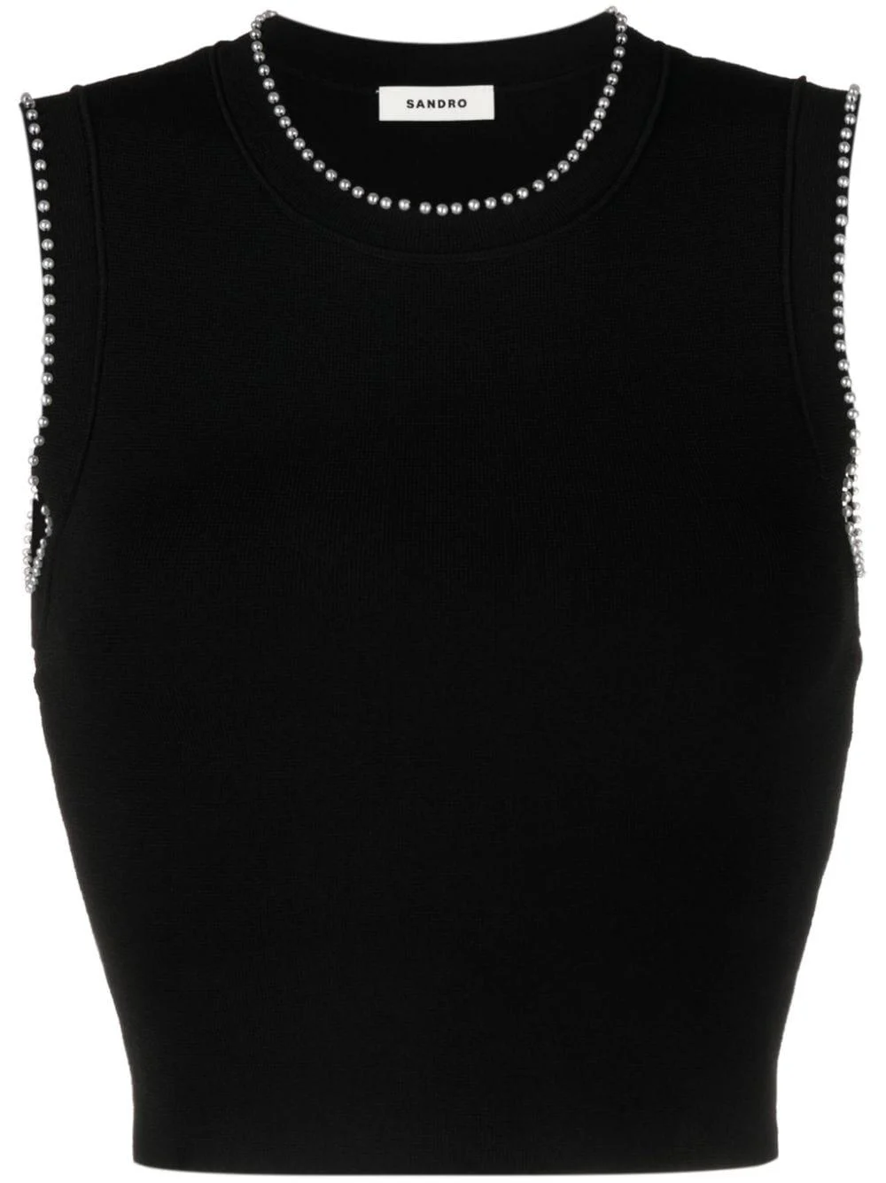 faux-pearl embellished crop top