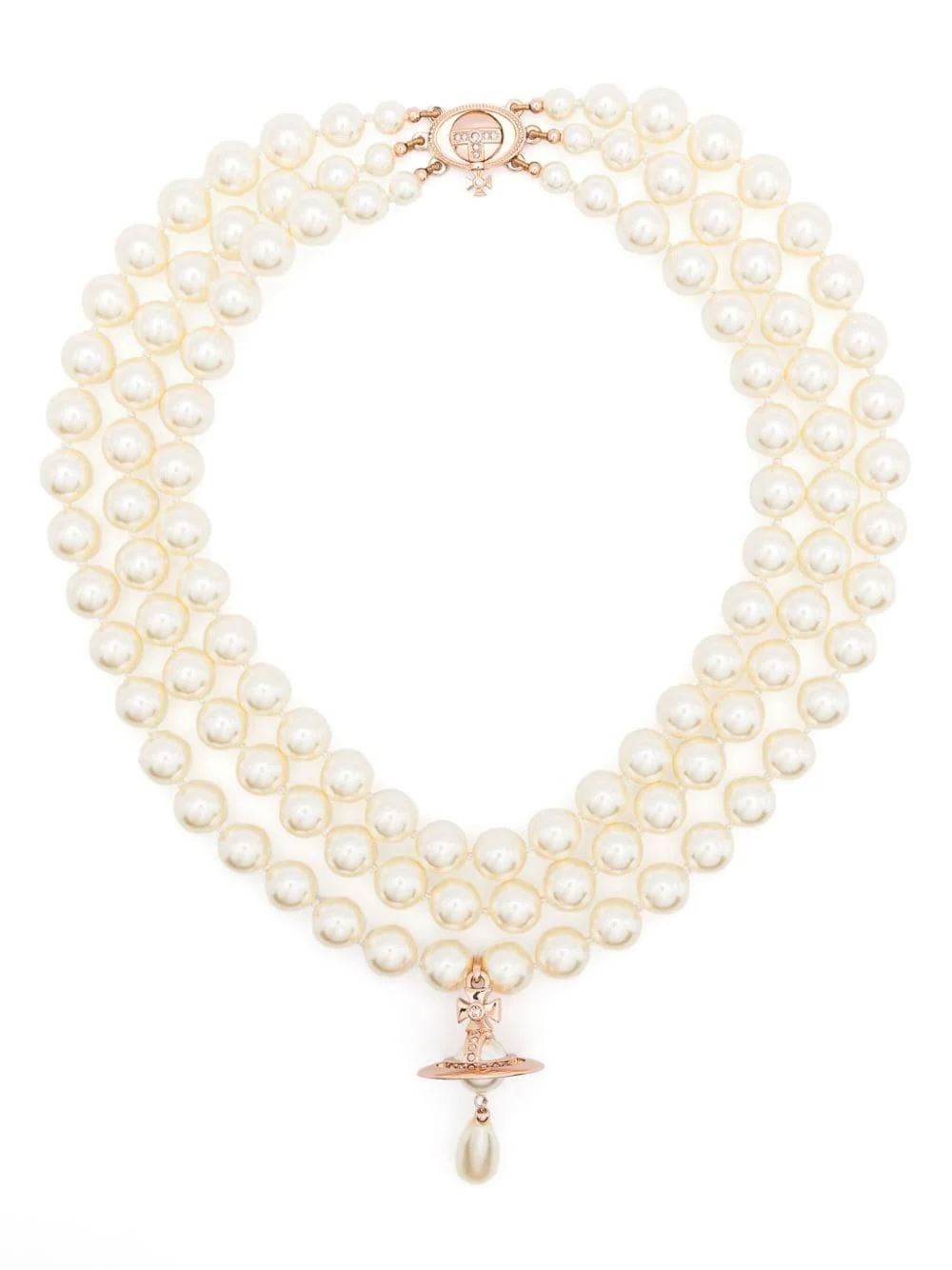 Three Row Pearl Drop choker