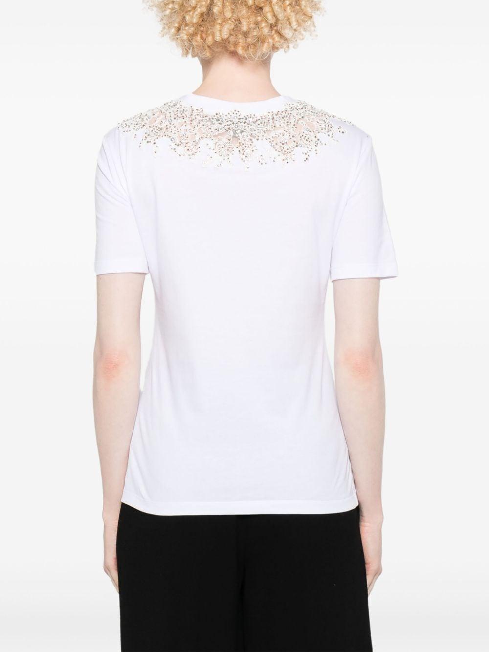 lace-detail crystal-embellished T-shirt