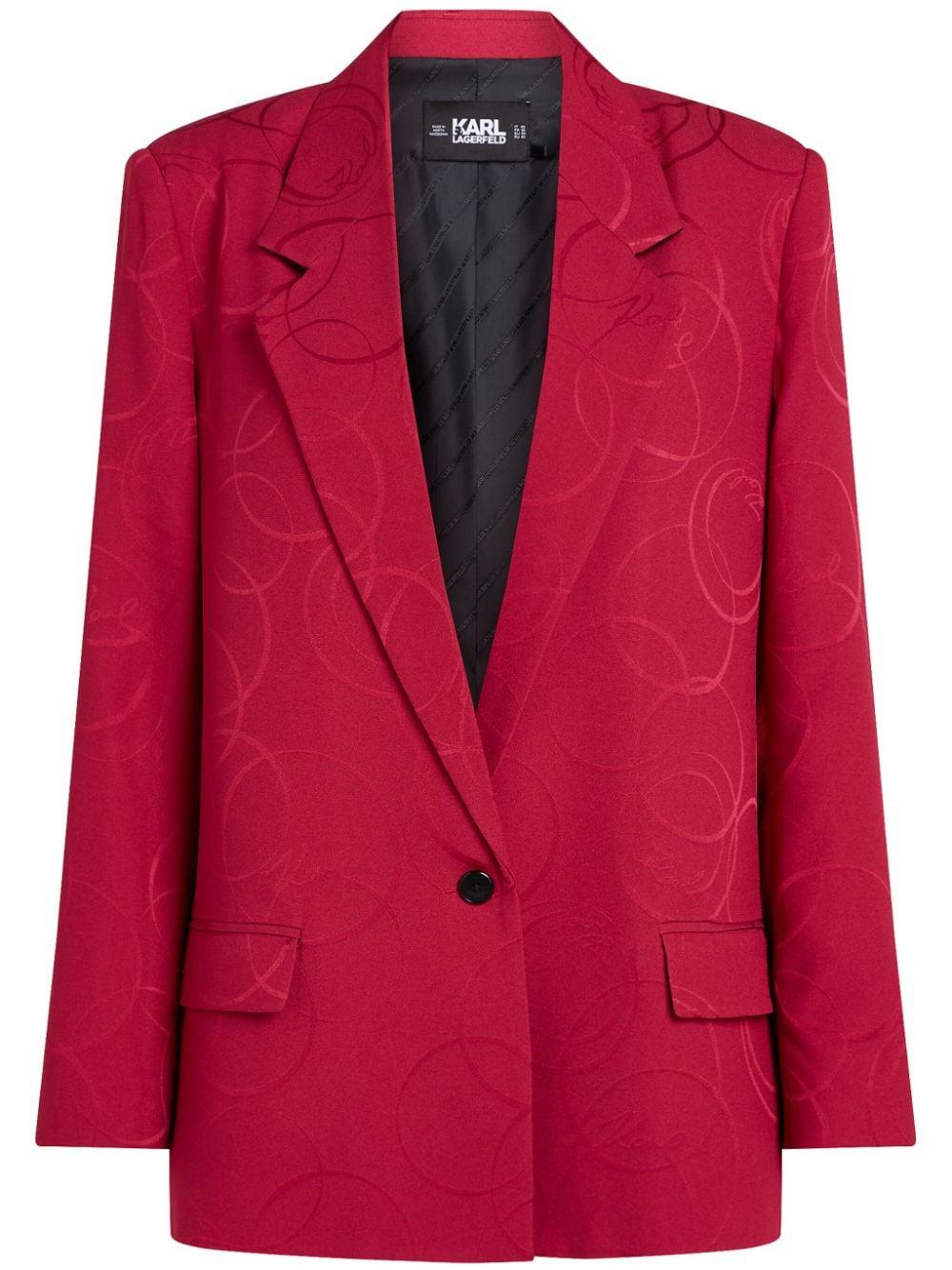 patterned-jacquard satin blazer