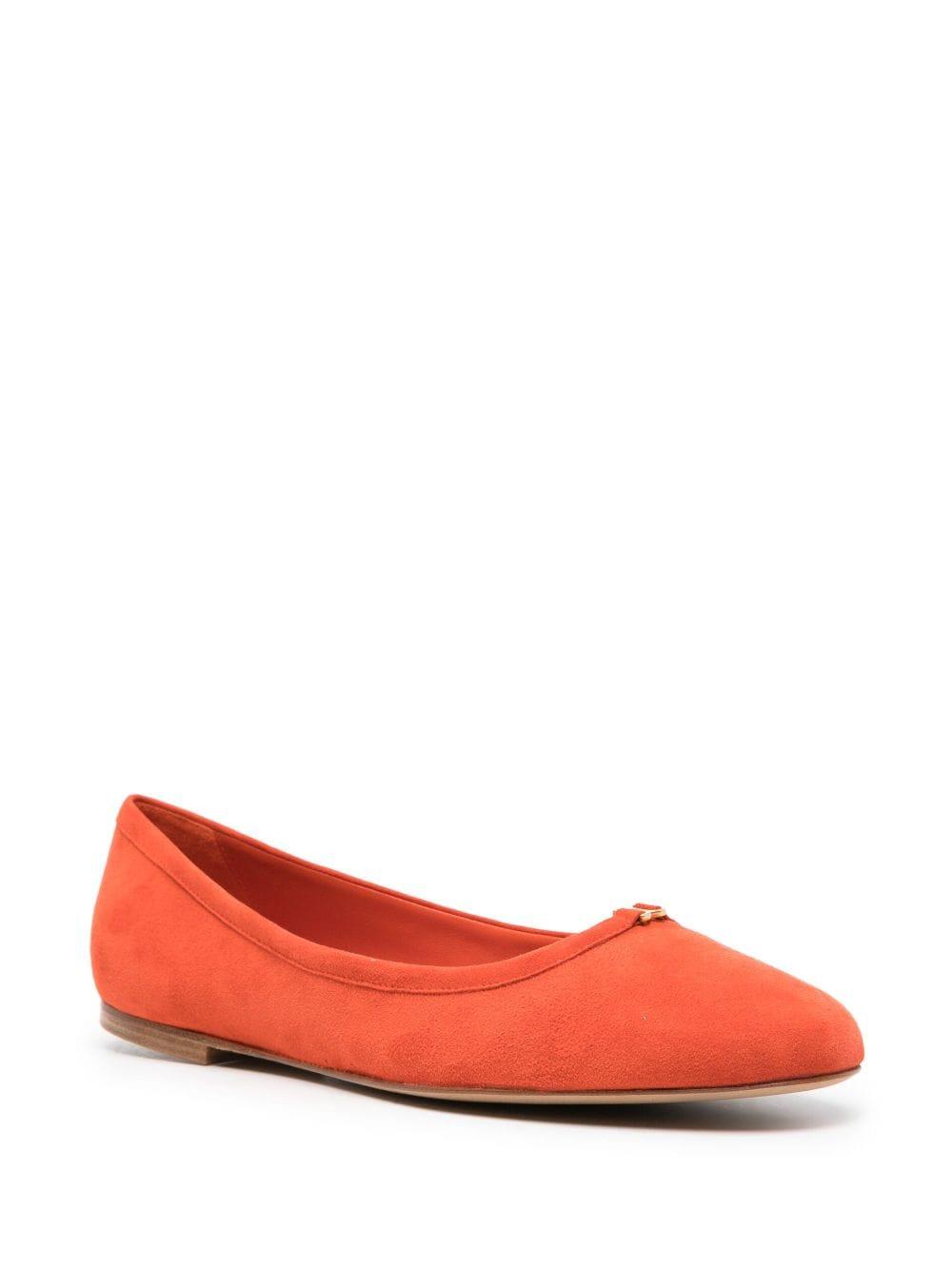 Orange Marcie suede ballerina shoes