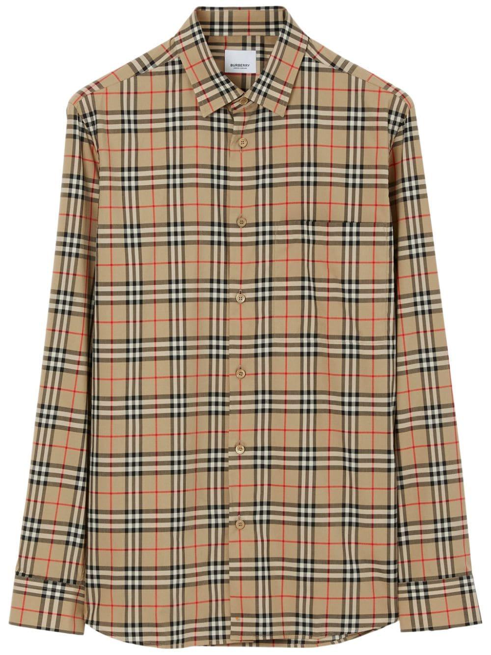 Vintage Check-pattern cotton shirt