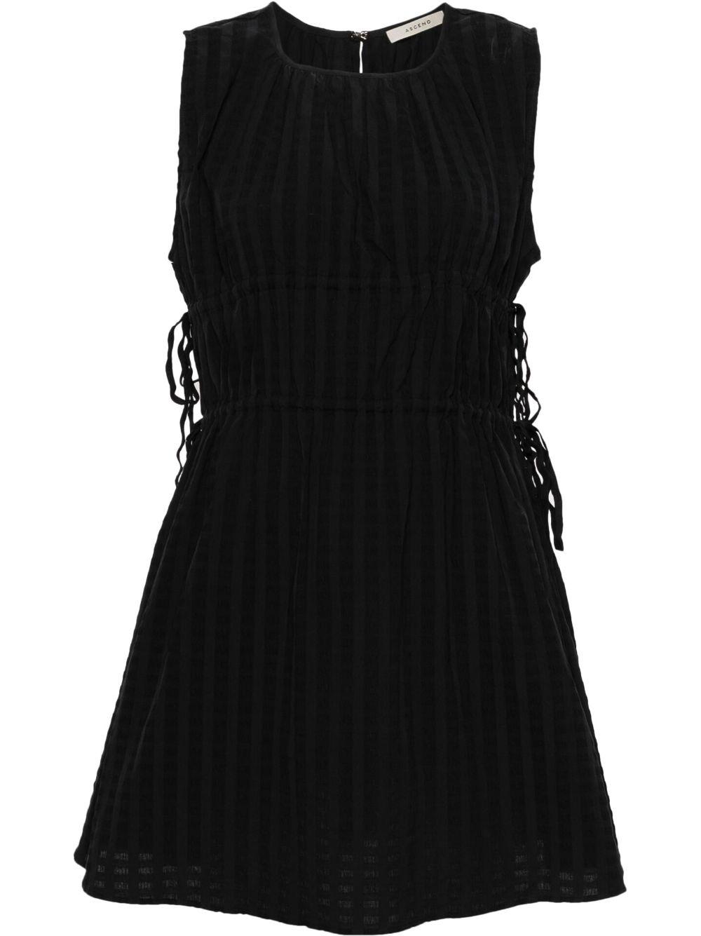 Black Ribbed A-line Mini Dress