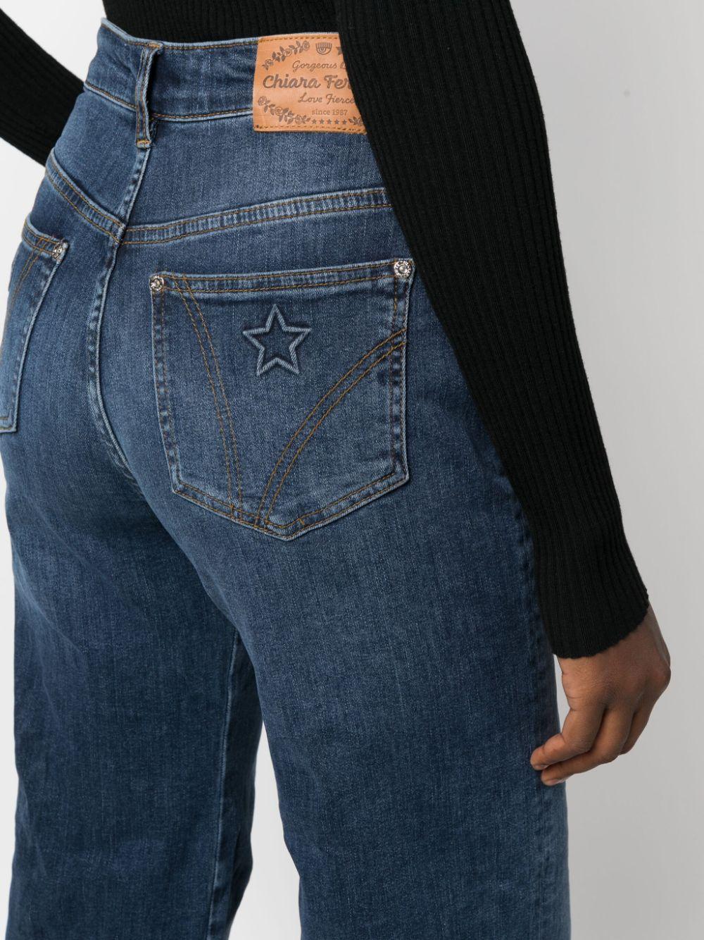 star-embroidered straight-leg jeans