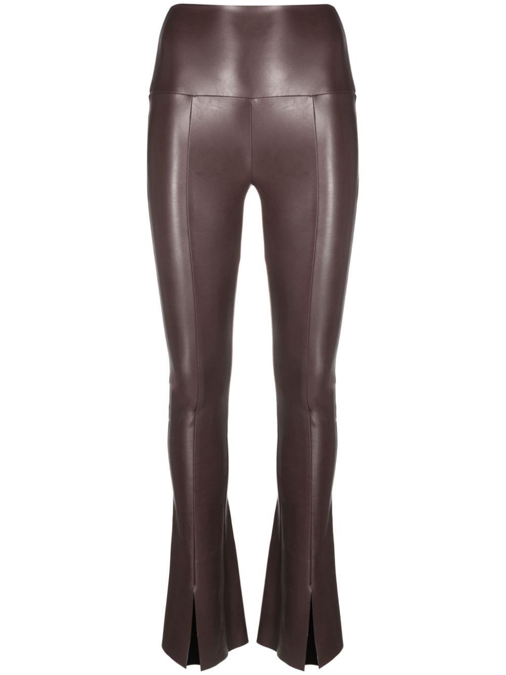 polished-finish flared leggings