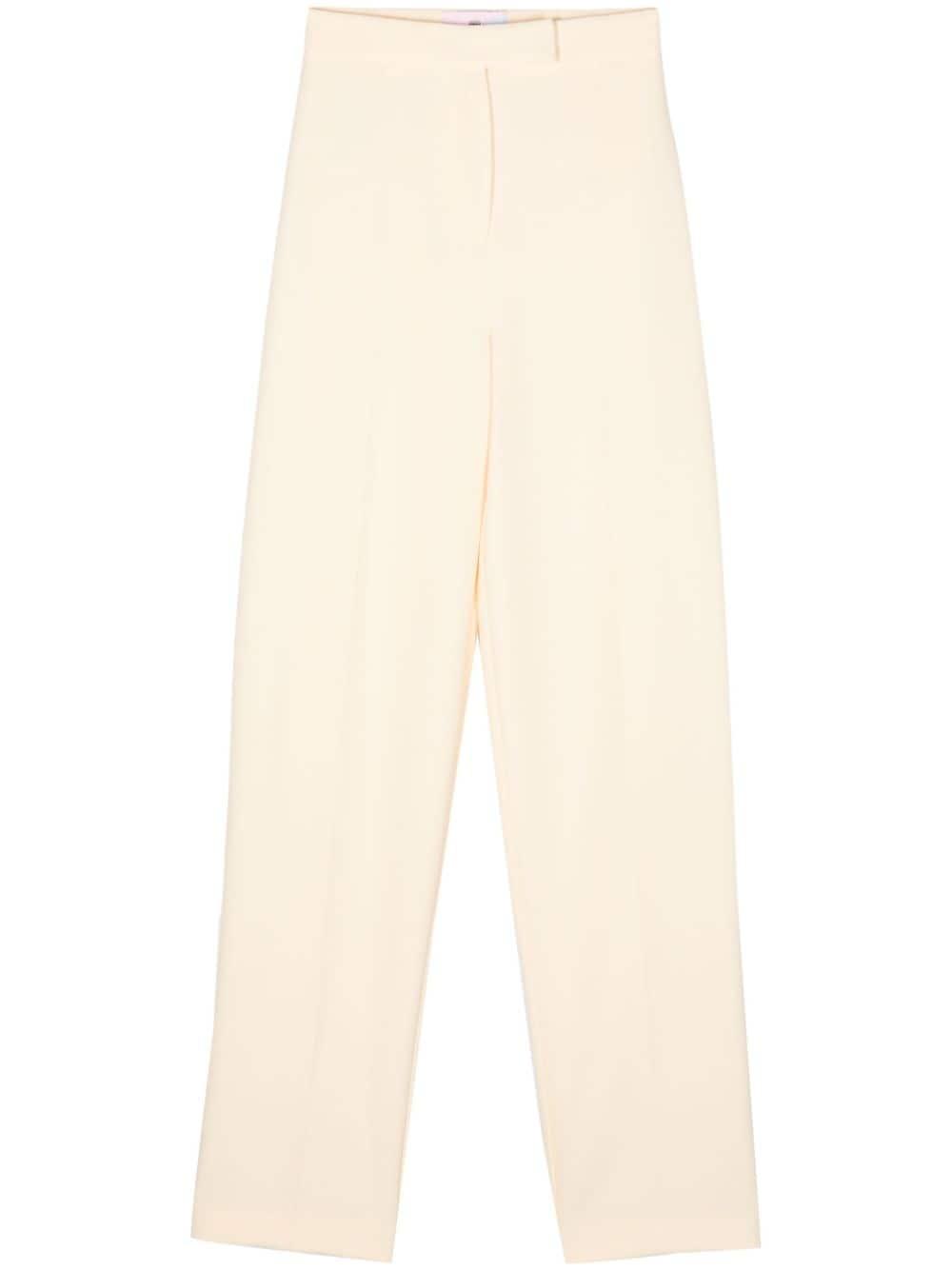 crepe pressed-crease tapered trousers